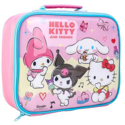 Hello Kitty & Friends - Lonchera aislada para niños y niñas, tamaño perfecto para empacar aperitivos fríos o calientes para la escuela y viajes, sin BPA