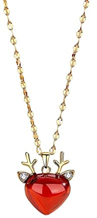 Hänge Halsband 925 Silver Halsband Granat Ljus Lyx Kreativ Deer Form Röd nyckelbenskedja för kvinnor