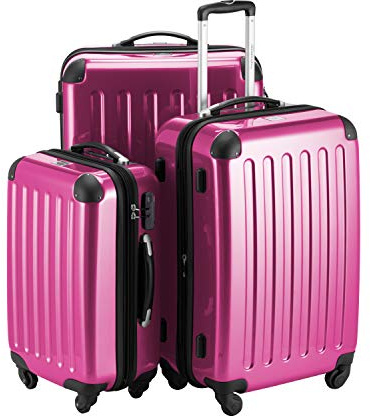 Hauptstadtkoffer Alex - 3er Kofferset - Handgepäckskoffer 55 cm, mittelgroßer Koffer 65 cm + großer Reisekoffer 75 cm, Hartschale ABS+PC, Zahlenschloss, Magenta | ABS/PC-Hartschale · Zahlenschloss · Erweiterbar · 4 Rollen · Austauschbare Ersatzteile · Gepäckset · S,M & L · Für Familien