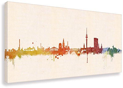 Kunstbruder Hamburg Druck auf leinwand Banksy Graffiti - Bild Hamburg Skyline Bild fertig auf Keilrahmen Kunstdrucke, Wandbilder, Bilder zur Dekoration - direkt von Künstler (40x80 cm)