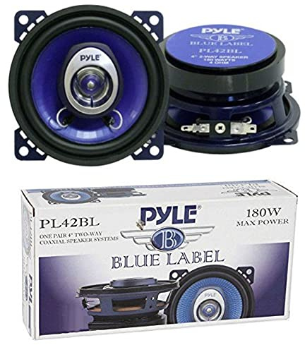 2 PYLE PL42BL 2 vägs koaxial högtalare blå 4 10,00 cm 100 mm 90 watt rms 180 watt max dörrar bildörrar eller inställningar för standardstorlekar, per par