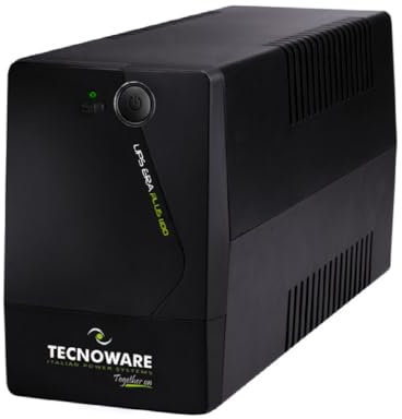 Tecnoware Sistema de alimentación ininterrumpida UPS ERA PLUS 1100, Potencia 1100 VA, Autonomía 17 min con 1 PC o 60 min con Modem Router, Estabilización, USB y Software para UPS TecnoManager Win/Mac, color Negro