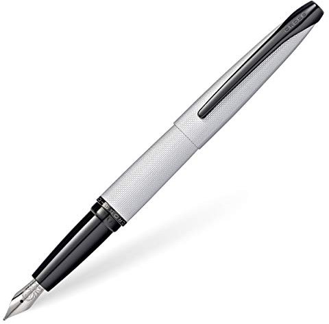 ATX - Penna Stilografica, tratto fine Finitura cromata spazzolata.