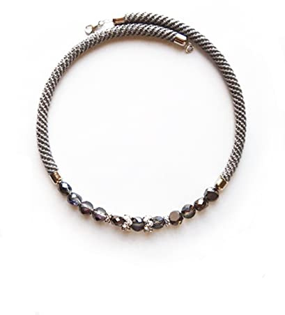 collier ras-de-cou avec perles, collier au crochet