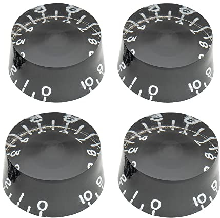 Musiclily Pro Linkshänder Imperial Zoll Größe Zylinder-Form Potiknopfe Speed Knobs für USA Les Paul Style E-Gitarre, Schwarz(4er Set)