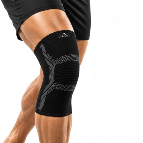 BLACKROX Kniebandage Damen & Herren, Meniskus Kompressions Knie Bandage,Sportkniebandage, Sport Fußball, Joggen atmungsaktiv, elastisch, vorbeugend, mit Silikonring (S-XL)