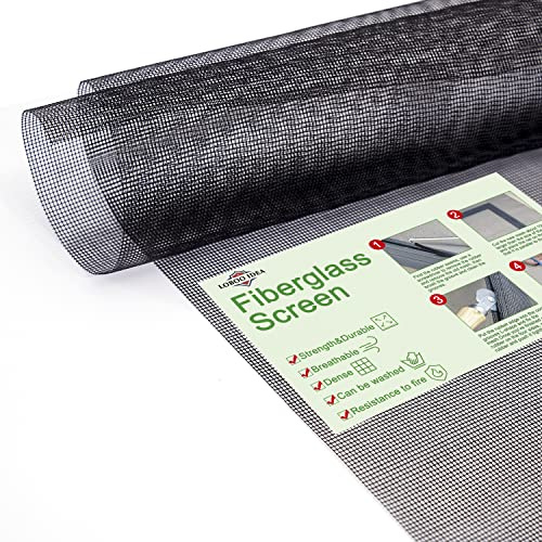 Loboo Idea Moustiquaire de rechange en fibre de verre pour fenêtre et porte d'entrepôt, pour terrasse et fenêtres (noir, 120 x 100 cm)