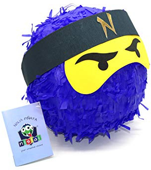 Nislai Ninja Pinata - Ideal für die Ninja Party - Pinata Geschenk - Pinata Geburtstag - Farbe zur Auswahl: grün, schwarz, blau, rot (Blue)
