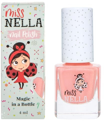 Miss Nella neue Sommerkollektion PEACH SLUSHIE- abziehbarer Nagellack speziell für Kinder, Pfirsichfarbe Glitzer, Peel-Off-Formel, ungiftig, wasserbasiert und geruchsneutral
