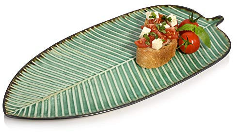 Sänger | Servierteller Blattoptik Palm Beach, Servierplatte für mehrere Personen aus Steingut, erweiterbar, Alltag, Outdoor Serviertablett | PREMIUM COLLECTION