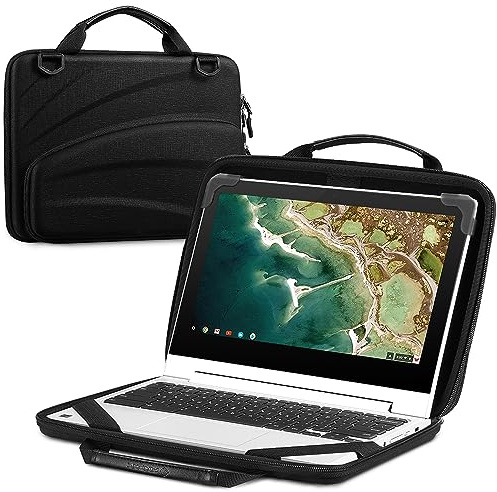 FINPAC - Funda para Chromebook de 11 a 11.6 Pulgadas, maletín de protección con Bolsa de Accesorios para portátiles de hasta 11.6 Pulgadas, ultrabook, Color Negro