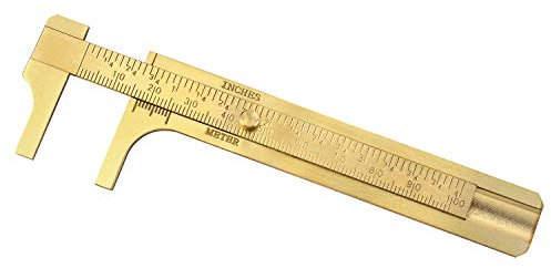 QWORK® 4 / 100mm Brass Vernier Caliper , Brass Sliding Double Scale mm/inch Handy Sliding Gauge Ruler Measuring Tool