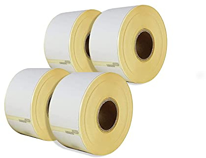 LEYF Etichette per Dymo 99010 - S0722370-89 X 28 mm - 4 rotoli di etichette pacco x 130 pezzi per rotolo = 520 etichette, autoadesiva, etichette per indirizzi, Compatibile con Dymo e Seiko