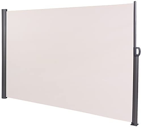 CLP Garten-Sichtschutz Lovington I Ausziehbare Seiten-Markise I UV-Schutz Farbe Creme Größe 180x300 cm