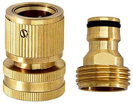 SyiXute Tuyau D'arrosage à Connexion Rapide 3/4 Pouce,1 Jeu (2 Pièces) Raccord Tuyau D'arrosage en Laiton 19 mm,Adaptateur Automatique Laiton Male/Femelle pour Jardin,Cuisine,Extérieur,2pcs