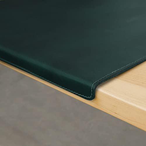 Hamosons - Große Schreibtischunterlage mit Kantenschutz/Gewinkelte Schreibtischauflage Größe XL aus Büffel-Leder, Oliv-Grün, Modell 26313