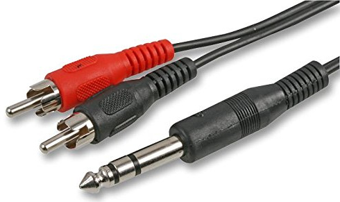 Pro Signal PSG00179 – 6.35 mm (¼) Stereo TRS Jack Plug to 2× RCA Phono Plugs Lead, 2 m, Black