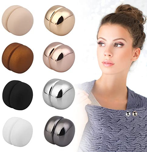 8 Pairs Hijab Magnetische Pins Runde Hijab Brosche Magnetischer Hijab Clip Magnetknöpfe Broschen Keine Lochstifte für Muslimischen Schal Hijab Cardigan