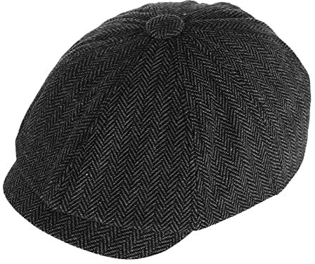 Lusofie Schiebermütze Newsboy Cap Herren Baumwolle Ballonmütze Verstellbar Barrett Mütze Schirmmütze Irischer Hut Angelhut Golfhut Schwarz Einheitsgröße Baskenmütze Herren Winter