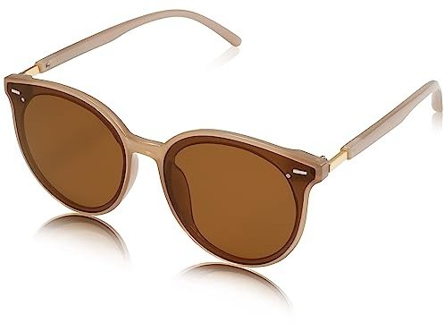 SOJOS Classic Round Sunglasses for Women Men Retro Vintage Large Plastic Frame BLOSSOM SJ2067 with Brown Frame/Brown Lens