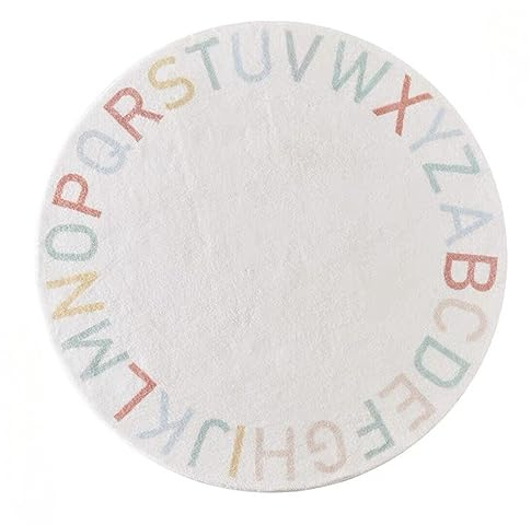 ABC Runder Alphabet-Teppich für Kinder, weicher Plüsch, Lernspiel, Krabbelmatte, rutschfester Bodenkissen