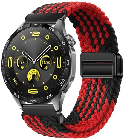 XMUXI Nylon Straps Compatible with Huawei GT6 46mm/GT5/GT4 46mm/GT3 Pro/GT2e Wrist Strap, 22mm Magnetic Stretch Sport Band for Garmin Venu 4 Watch Strap/Venu 3 2/Forerunner 255/265