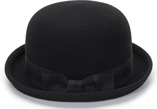 Eohak Chapeau cloche cloche pour femme – Chapeau melon Derby avec nœud pour chapeaux de fête costumée, noir, taille M