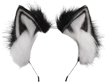 WUUISDNX Cat Ears Pannband Bred applicering Plysch gjord lämplig för fester och halloween Säkra ingredienser Djurhårbågeshower, Svartvitt
