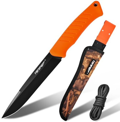 TONIFE Ares Couteau Full Tang à Lame Fixe Avec Étui et Paracorde - Lame 8Cr14MoV Pour Camping Extérieur et Survie