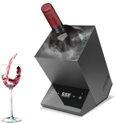 KEULEN Electric Wine Chiller, Wine Bottle Cooler with LED Display, 5-18℃ Ajustabel Temperature, Single Bottle Wine Ice Bucket, No Ice Required, for Φ92 Mm Bottle Diameter Red White Wine Champagne