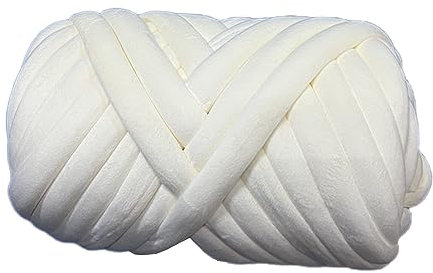 Super Velvet Chunky Garn, dick, sperrig, riesiger Fadenbeutel für Handstricken, DIY, weiche große Decke, Teppich, Armstricken (13 Milchweiß)