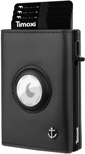 Timoxi Airtag Wallet mit Münzfach, Kreditkartenetui Herren aus Premium Leder,Geldbörse Herren mit RFID Schutz, Kartenetui für 9-11 Karten(airtag Nicht im Produkt enthalten) (Schwarz(Black))