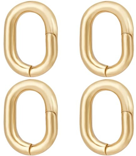 Beebeecraft 1 caja 5 piezas de Clip de Anillo Ovalado de Latón Chapado En Oro de 18 quilates con Cierre de Resorte Redondo para Encontrar Joyas Collares Pulseras