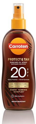 Carroten OmegaCare Tanning Oil LSF 20, 150 ml - Bräunungsbeschleuniger mit Omega-Fettsäuren - Bräunungsöl Spray mit Sonnenschutz - Sonnenöl für schnelle Bräune