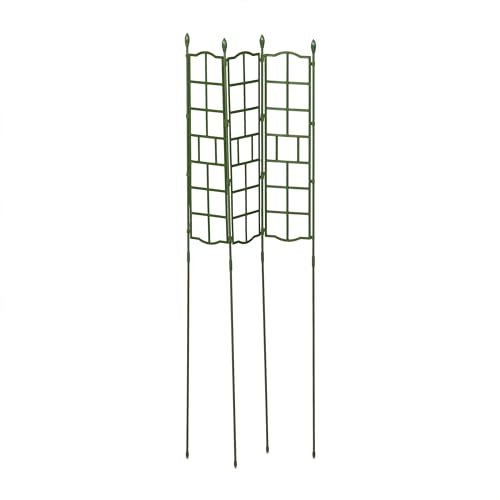Relaxdays Griglia per Rampicanti, Set da 3 Pannelli da Piantare per Piante, 124 x 14,5 cm, Traliccio Giardinaggio, Verde, Acciaio