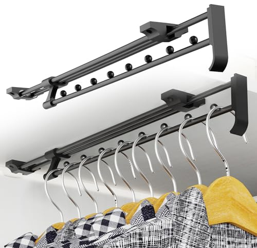 Aresvrgo 2 Stück Ausziehbare Kleiderstange 35 cm,VerläNgerbar Von 35 bis 61.5 cm Kleiderstange Ausziehbar,Speicherplatz Sparen für SchräNke und Lagerbereiche,Kleidung und Hosen Organisieren