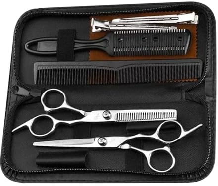 Lot de ciseaux de coiffeur professionnels avec sac de rangement, ciseaux à effiler et ciseaux à effiler, multifonctionnels pour plus de précision