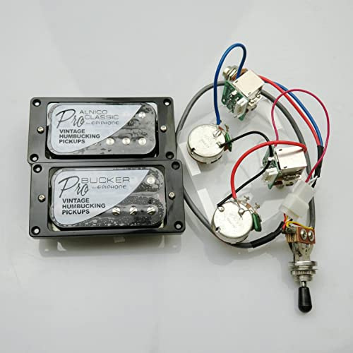 Pastillas de guitarra Alnico Classic Vintage y Pro Bucker Humbucker Pastillas para guitarra eléctrica con arnés de cableado profesional, pastilla de guitarra eléctrica (Bk Pickups)