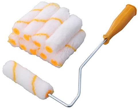 ORFOFE 4 Inch Wall Paint Roller Brush Set 21pcs Latex Paint Roller Kit 37cm Handle Home and Office Wall Painting