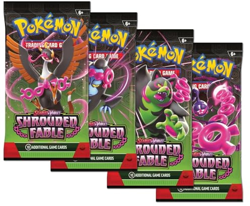 Shrouded Fable Booster Packs x4 | Pokémon Gift | Pokemon TCG: Scarlet & Violet | Official Pokemon Card Packs for Collectors | Pokemon Cards Rare, Ex, Double Rare or Golden Finds | Titan Authenticated