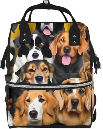HJLUUFT Viele Hunde Pañaleras Para Bebe – strapazierfähige Wickeltasche Rucksack und Baby-Wickeltasche für Mütter und Väter, Schwarz, Einheitsgröße