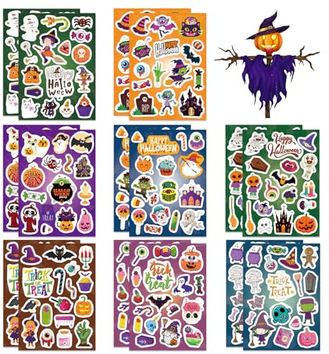 Vordpe 16 Stück Halloween-Kürbis Sticker, Halloween Happy Favors Sticker Halloween Party Deko, für DIY Laptops, Gitarren, Skateboards (Halloween)