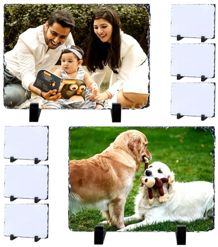 8 Pack Sublimation Slate Blanks, 5 x 7 Memorial Photo Plaque, Personalized Photo Stone Rock Picture Frame