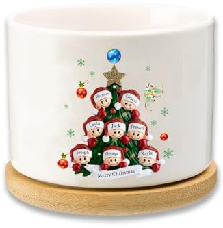 jewelora Maceta de cerámica Personalizada Suculenta para Interior/Exterior Motivos Navideños (8 Nombre)