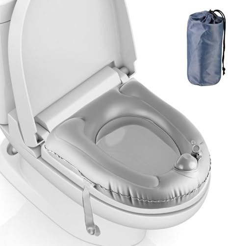 Inflatable Toilet Seat Cushion: Height Adjustable Toilet Seat Cushion PVC Pad Toilet Support Cushion Raised Donut Cushion with Suction Cups, Suitable for Adults, Elderly, Disabled