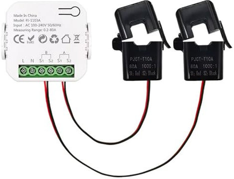 Mulcort Contatore elettrico intelligente con Wi-Fi Tuya, monitor intelligente bidirezionale per generazione e consumo di energia con convertitore di corrente CT da 2 x 80 A, supporta il monitoraggio