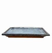 14 cm Rectangular bonsai drip tray Glazed blue Ceramic, for Indoor use.