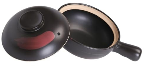 Didiseaon Cocotte en Argile 2L Marmite à Soupe Ancienne Ustensile Cuisine pour Cuisson à Gaz pour Soupe et Ragoût Couvercle