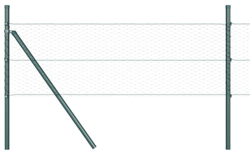 vidaXL Zaun mit Pfosten Grün 0,8 x 100 m PVC-beschichteter Stahl, Garten- und Terrassenteiler, robuster Zaun für draußen, perfekte Lösung für sichere Grenzen