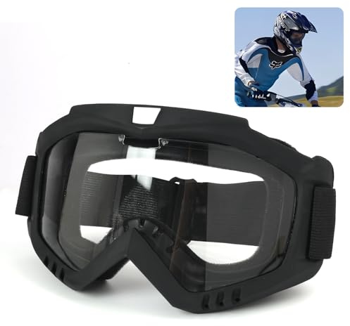 Riybyds Gafas de Motocross, Gafas Casco Moto, Protección UV400, Resistentes al Viento y al Polvo, Adecuadas para Uso Casco, Marco de TPU Flexible y Lentes de PC, Ideales para MTB y Dirt Bike